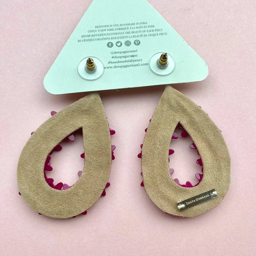 NWT Deepa Gurnani Anthropolgie Beaded Crystal Flower Statement Earrings - Picture 8 of 12